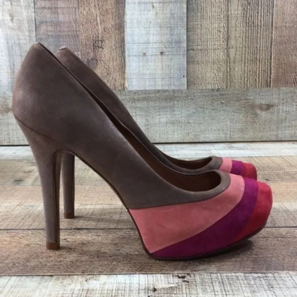 Schultz Closed High Heel Nubuck Capuccino Shoes Women's 8B Slip On